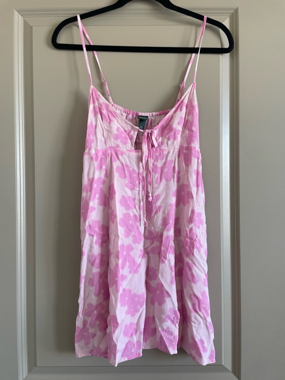 wild fable Pink Tie-Front Floral Dress with Pockets